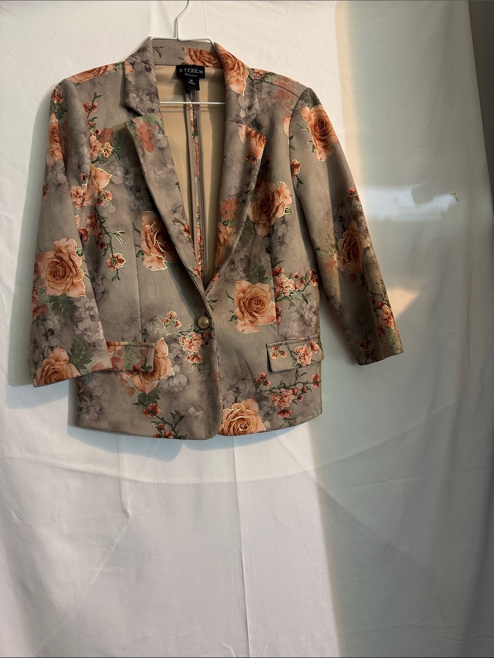 STITCH COLLECTION Floral Taupe Single-Button Blazer